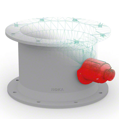 PVC Drosselklappe mit Drehknopf rot beidseitig mit Flansch stufenlos verstellbar, mit Arretierung,&nbsp; inklusive Lippendichtung