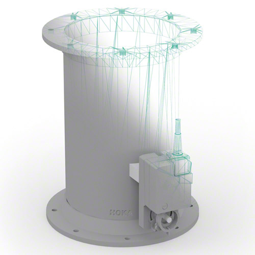 PE&nbsp; Regelklappe mit&nbsp; Flanschen vorgerichtet f&uuml;r Stellmotor, Ausf&uuml;hrung 2 mit Anschlag f&uuml;r Klappenblatt