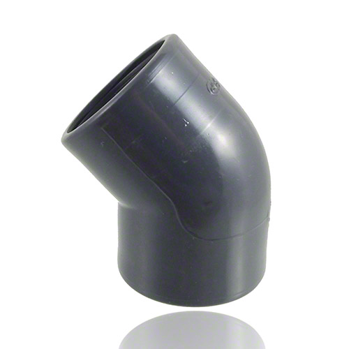 PVC U Winkel 45&deg;, Gewindemuffe