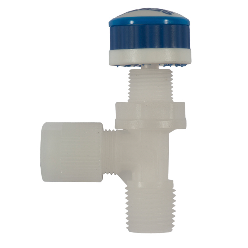 Regulier- Eckventil aus PVDF mit Einschraubgewinde und Schlauchanschlu&szlig;, Typ SO NV 22A21EB